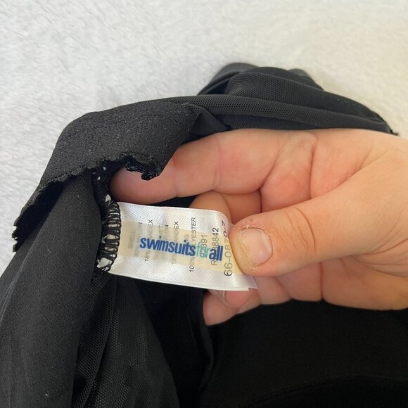 NWT Swimsuits For All One Piece Gray Black Graphic Criss Cross High Neck sz 32 - Picture 11 of 16